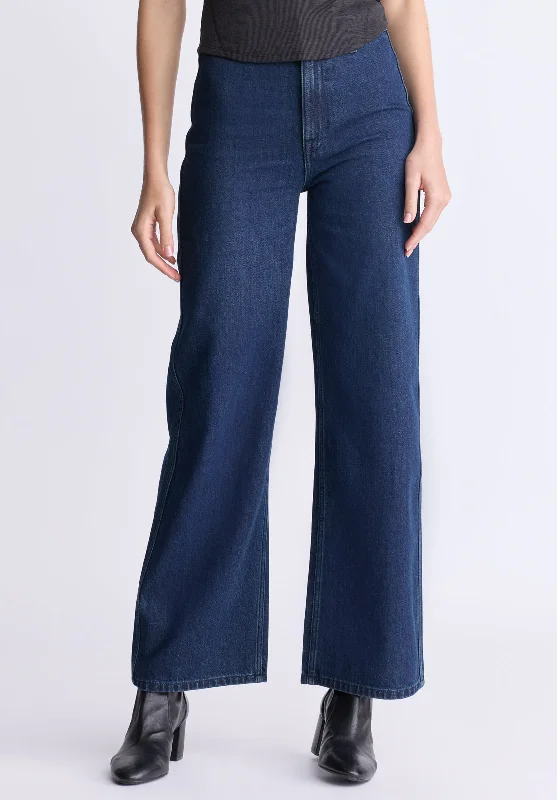 Cool Breeze At Night High Rise Wide Leg Adele Women's Jeans, Dark rinse wash - BL16013
