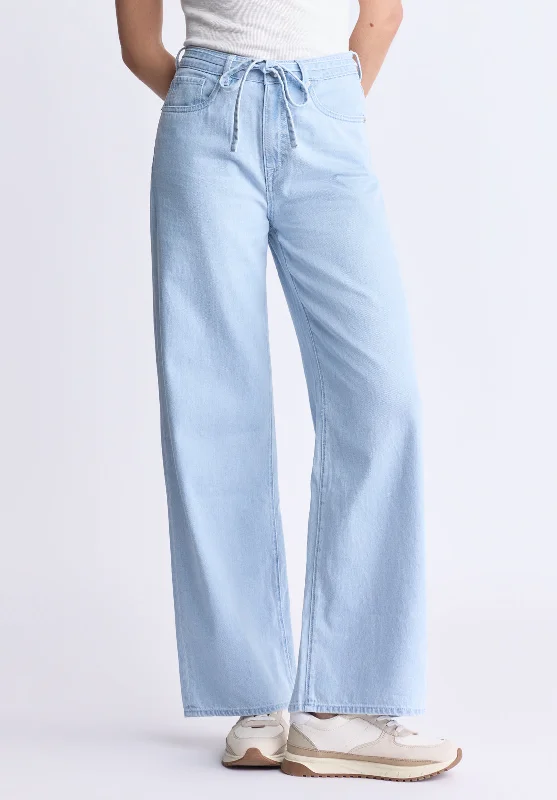 End Of The Year High Rise Wide Leg Alecia Women's Jeans, Light vintage blue - BL16011