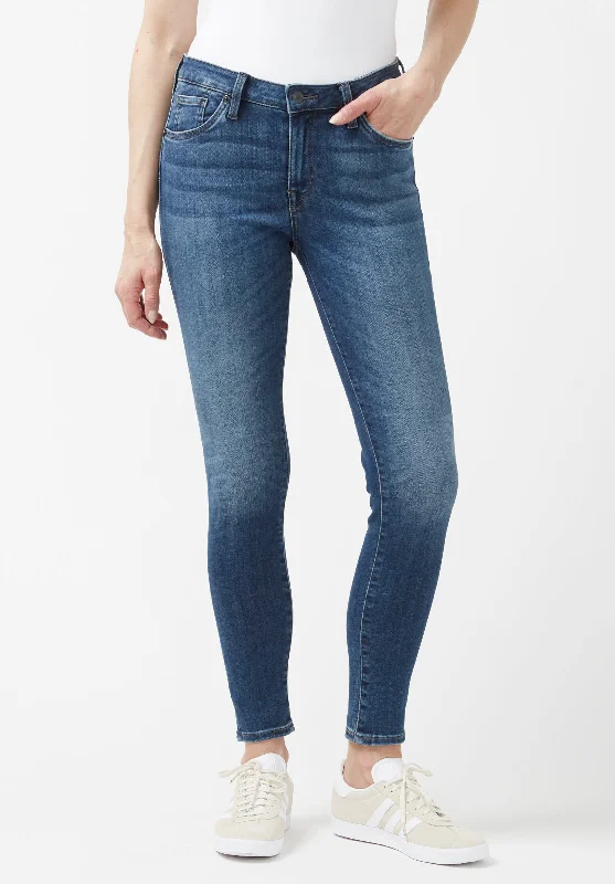 Light Dressing Mid Rise Skinny Alexa Women's Jeans in Mid Blue - BL15669