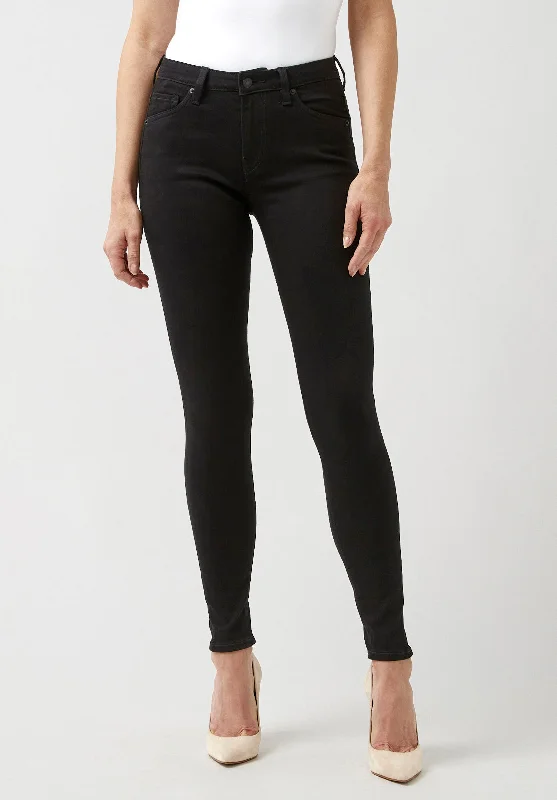 Relaxed Clothing Mid Rise Skinny Alexa Women's Jeans in Black - BL15672