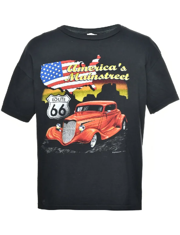 Practical Style American Mainstreet Black Printed T-shirt - L