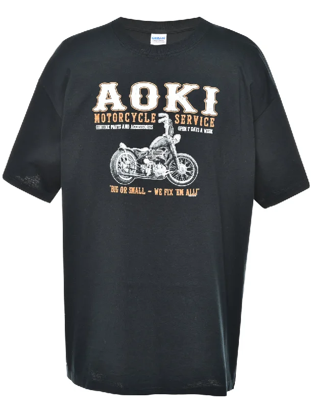 Wearable At Home Or Out Black Aoki Printed T-shirt - L