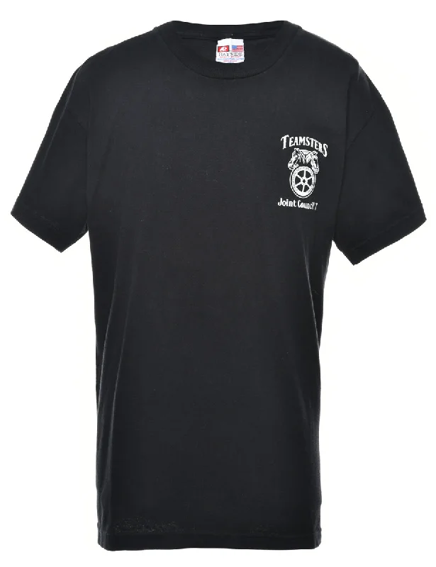 Comfortable Series Black Printed T-shirt - L