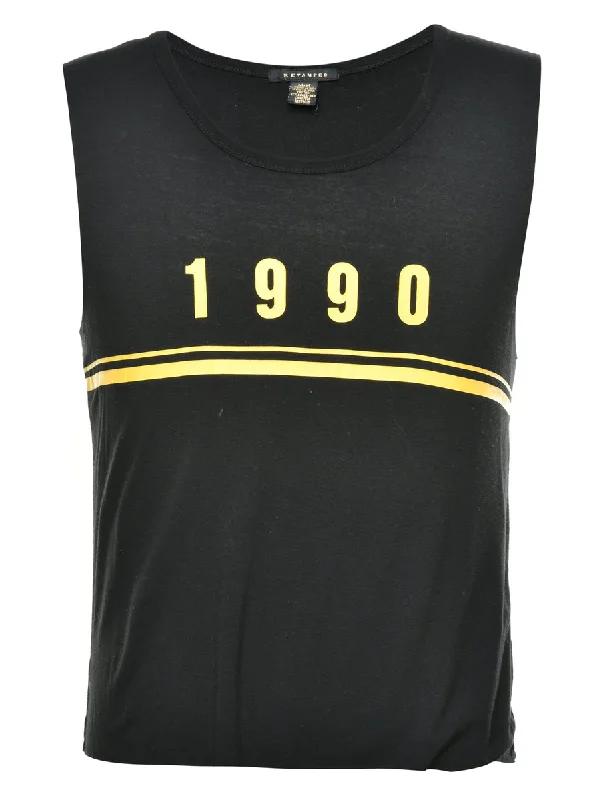 Minimal Comfort Black & Yellow Printed Vest - M