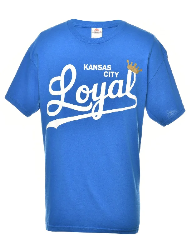 Denim Design Blue Kansas City Loyals Printed T-shirt - L