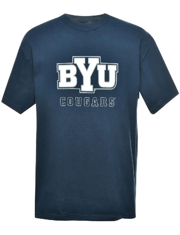 Stunning Fashion BYU Cougars Navy & White Printed T-shirt - L