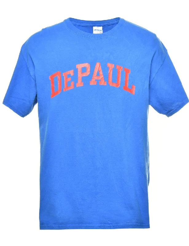 Spiritual Vitality Depaul Printed Blue & Red T-shirt - L