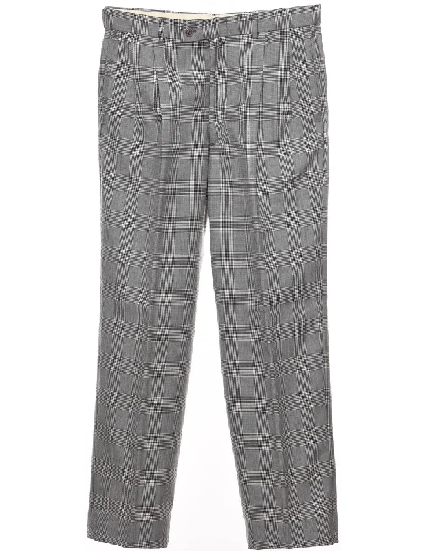Relaxed Jackets Dogtooth Check Grey Tapered Trousers - W34 L31