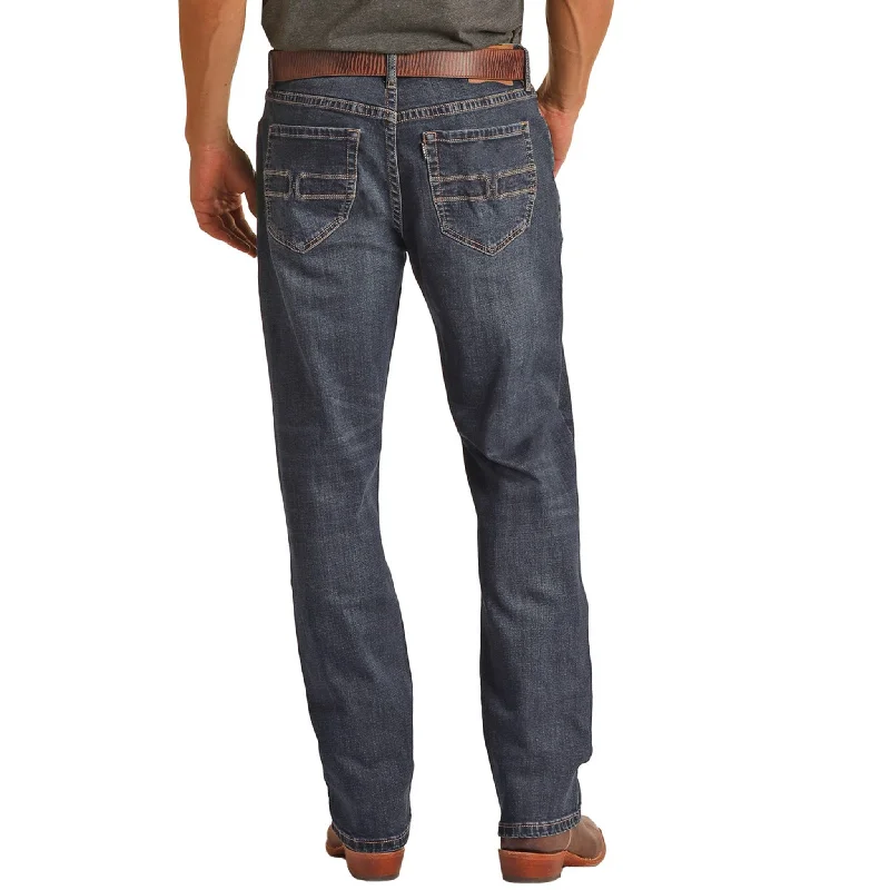 Exclusive Customization Rock & Roll Cowboy Dark Vintage Boot Cut Jeans