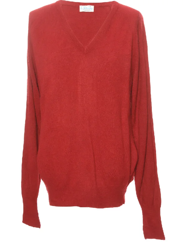 Easy Comfort Style Fine Knit Maroon Jumper - L