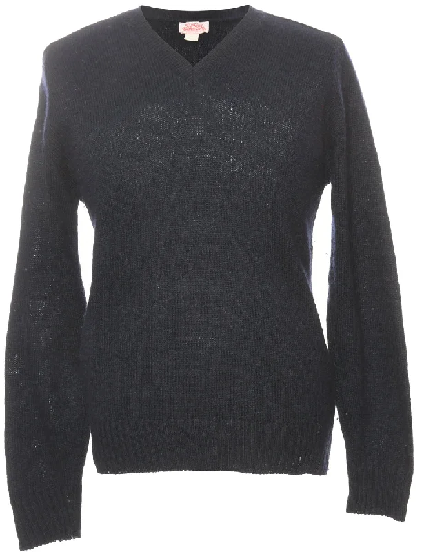 Soft Tops Fine Knit Navy Jumper - L