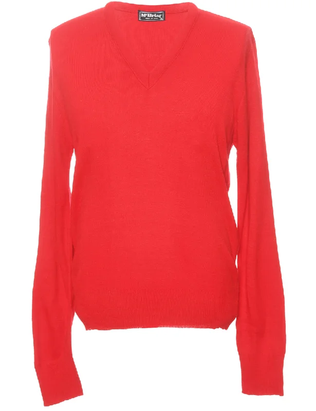 Warm Chic Fine Knit Red Jumper - XXL