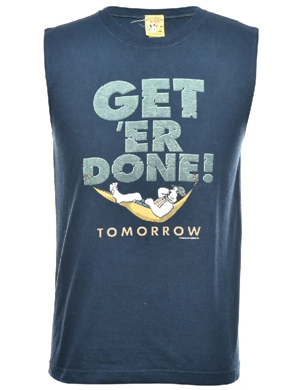 Trendy Items Get 'Er Done Navy Printed Vest - M