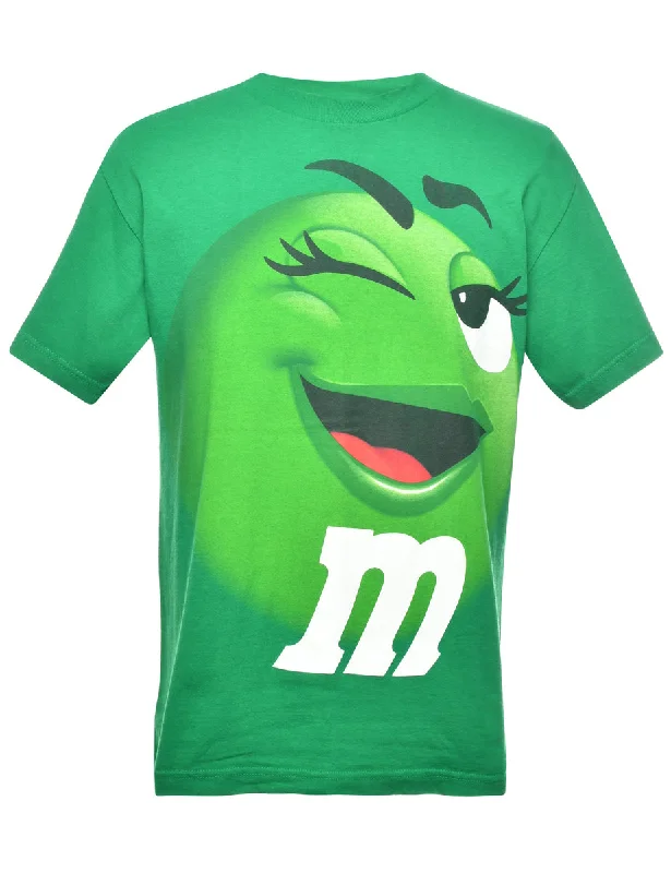High-end Customization Green M &M Printed T-shirt - M