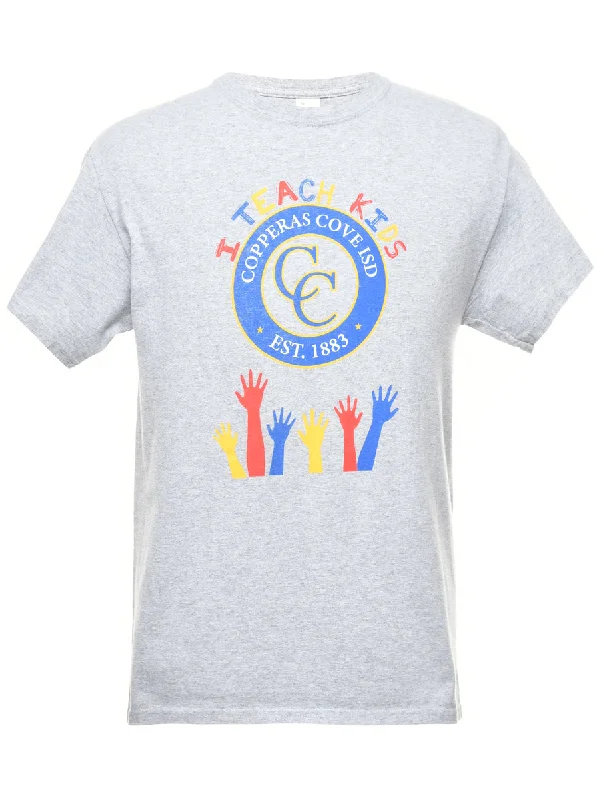 High Street Style I Teach KIds Printed Grey T-shirt - M