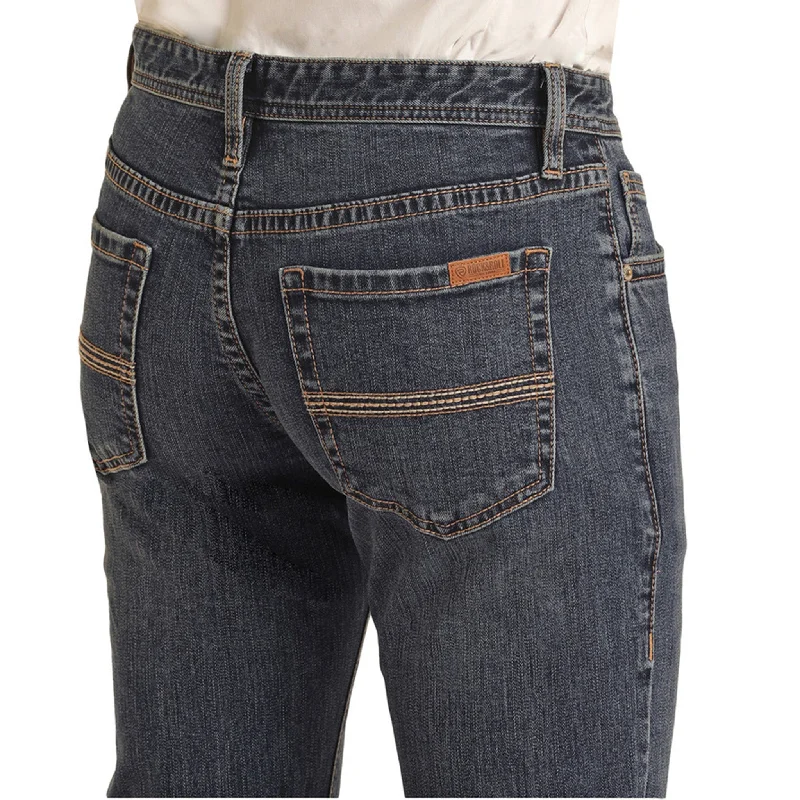 Street Cool Rock & Roll Denim Men's Ivory Stitch Vintage Slim Straight Jeans