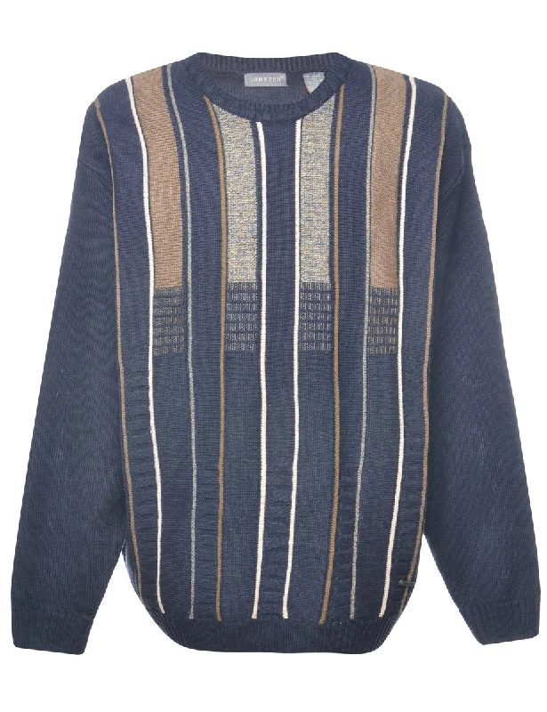 Versatile Comfort Wear Jantzen Striped Black Jumper - L