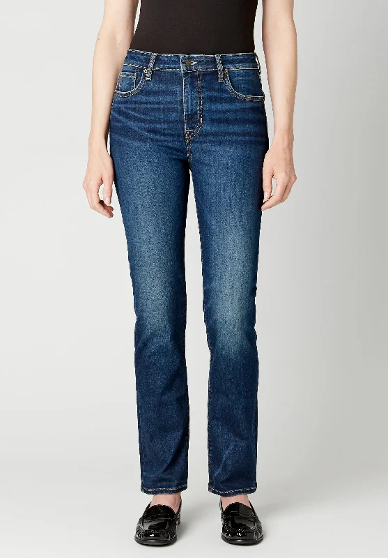 Age-reducing Style High Rise Straight Jayden Women's Jeans in Night Rain - BL15833
