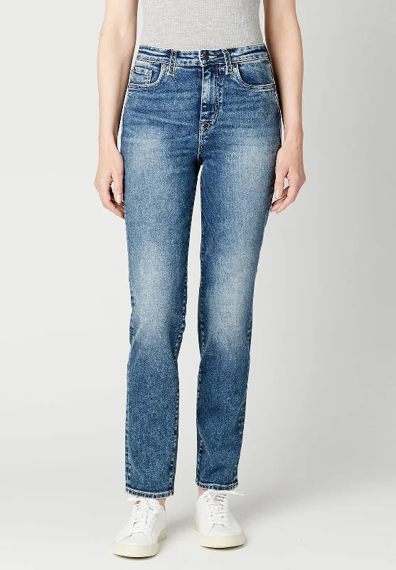 Soft Feel High Rise Straight Jayden Women's Jeans in Stonewashed - BL15836