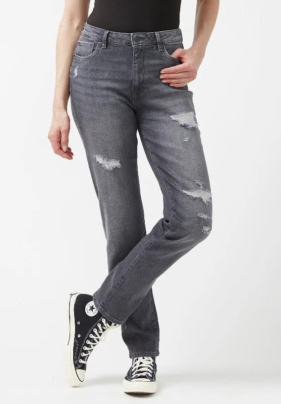 Personalized Clothing High Rise Straight Jayden Women's Jeans in Authentic Grey - BL15845