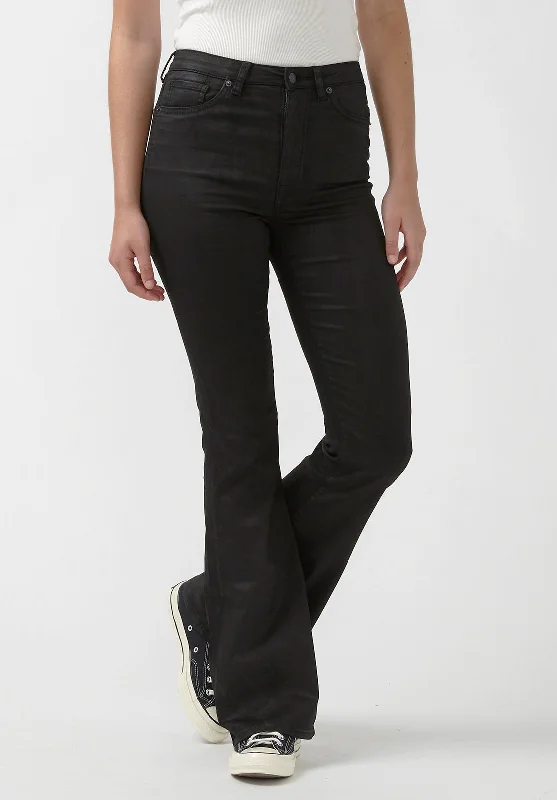 Slim Fit Joplin High Rise Flared Women's Coated Jeans in Black - BL15945