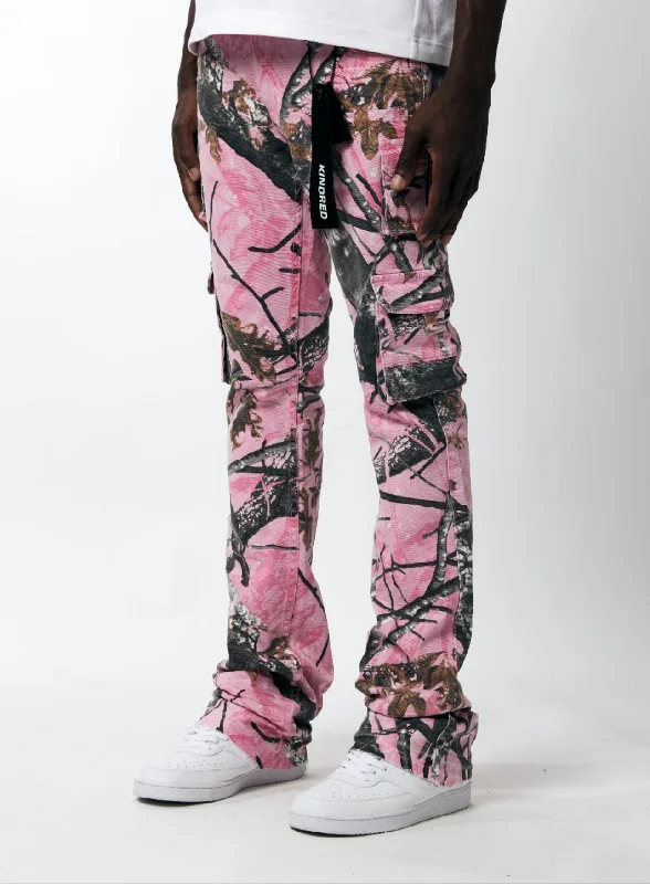 Kindred Stacked Cargo Pocket Jean (Pink Forest Camo)