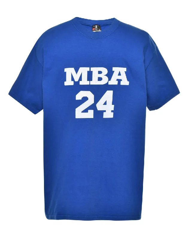 Sweet Breath MBA Blue Printed T-shirt - L