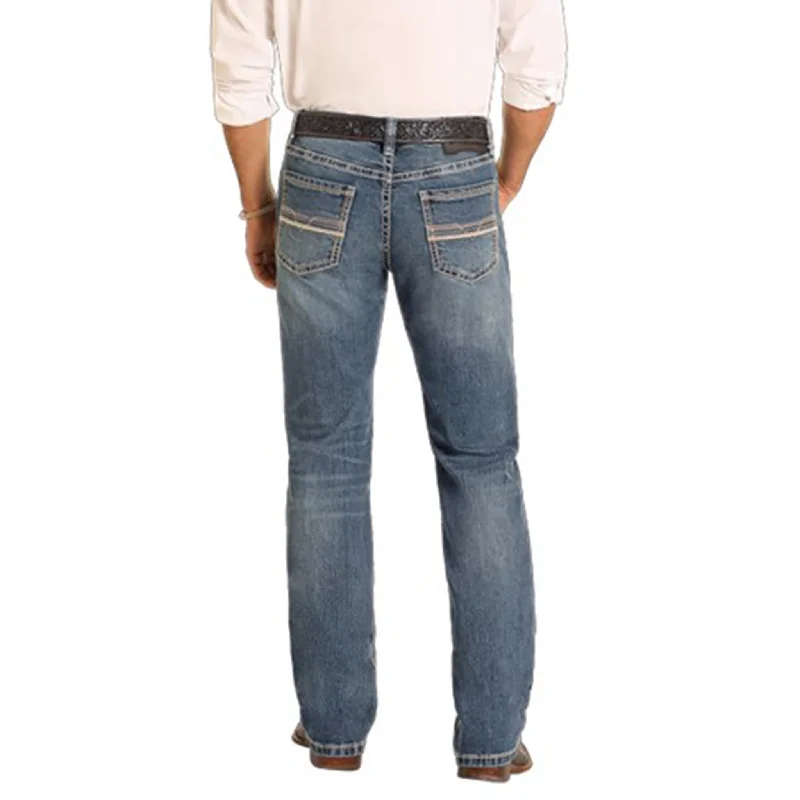 Playful Style Rock and Roll Slim Fit Rope Stitch Straight Leg