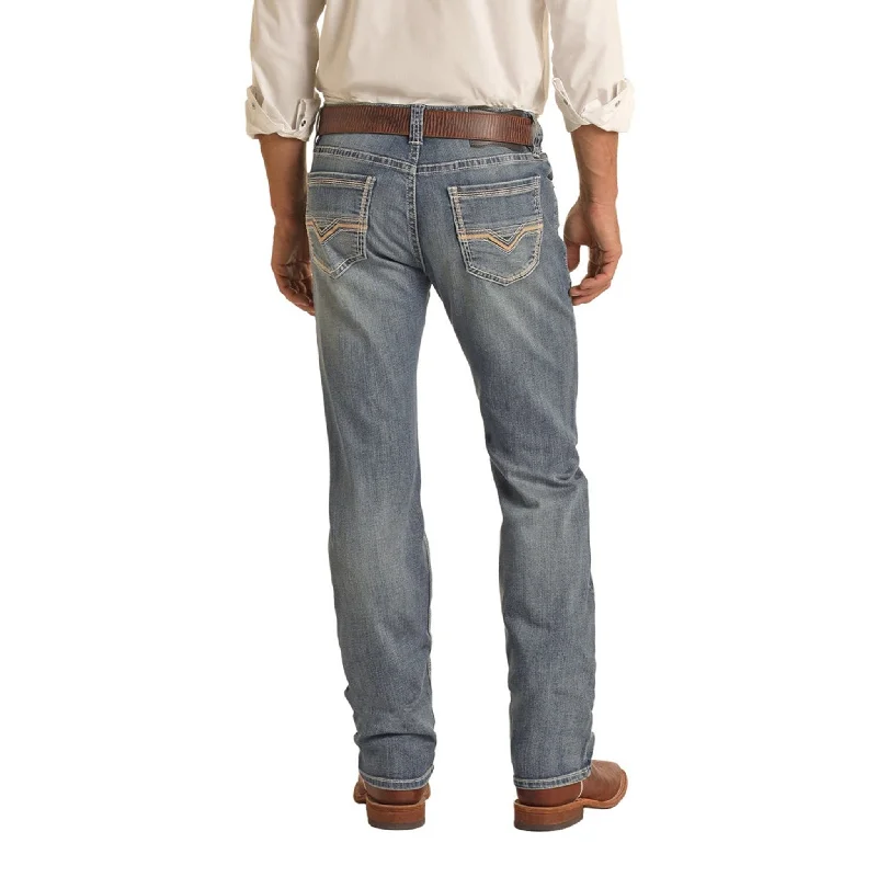 European And American Style Rock & Roll Men's Med Wash Revolver Jeans