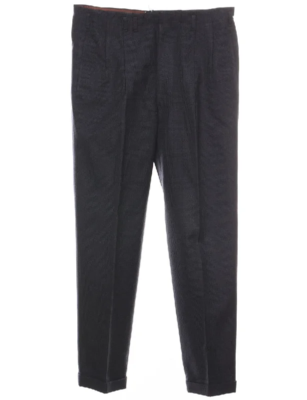 Comfy Chic Wear Navy Checked Pattern Trousers - W30 L27