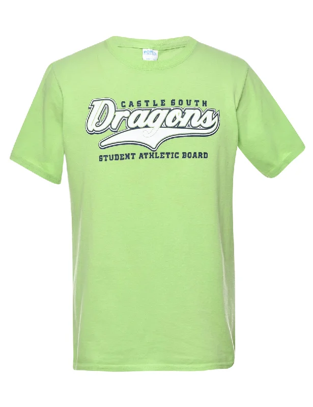 Celebrity Style Oragons Printed T-shirt - S