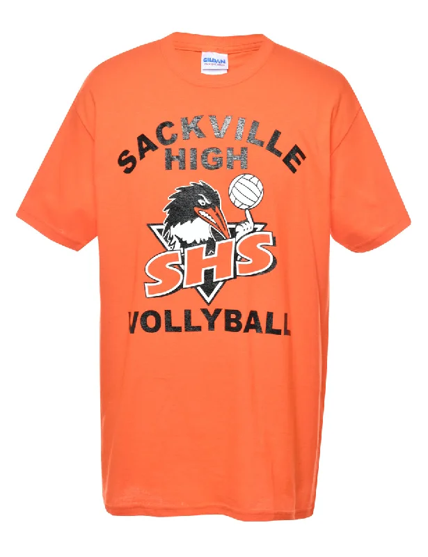 Elegant Design Orange Sackville High Vollyball Printed T-shirt - M