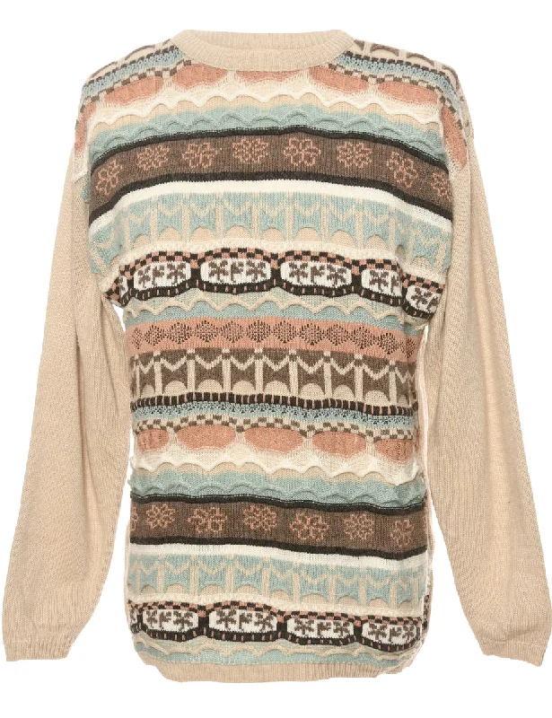 Simple Chic Patterned Cream Jumper - M