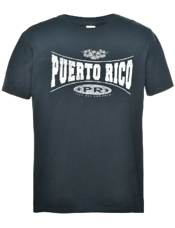 Advanced Customization Puerto Rico Black & White Printed T-shirt - L