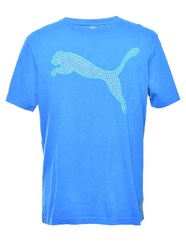 Easy Style Puma Printed Blue T-shirt - L