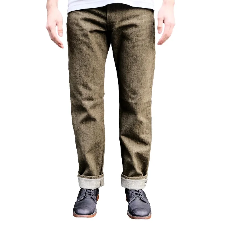High-end Fashion Pure Blue Japan OL-14oz-003 Olive Warp Selvedge Jeans (Regular Straight)