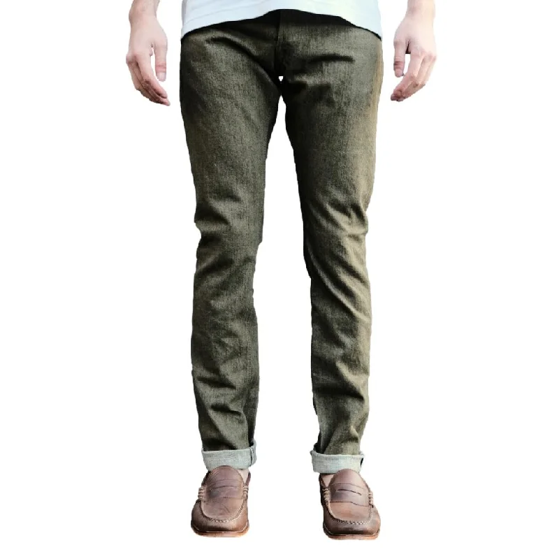 High Street Design Pure Blue Japan OL-14oz-013 Olive Warp Selvedge Jeans (Slim Tapered)