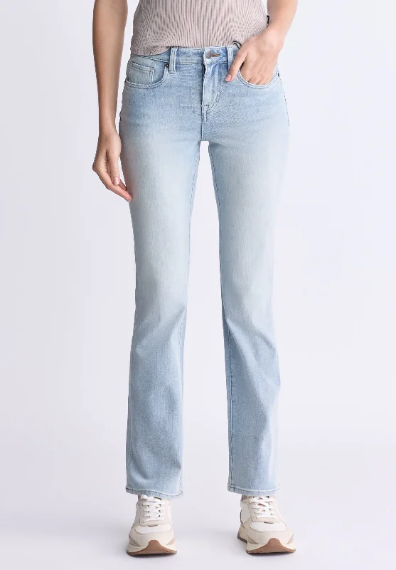 Fashionable And Versatile Mid Rise Bootcut Queen Women's Jeans, Vintage light blue - BL15985