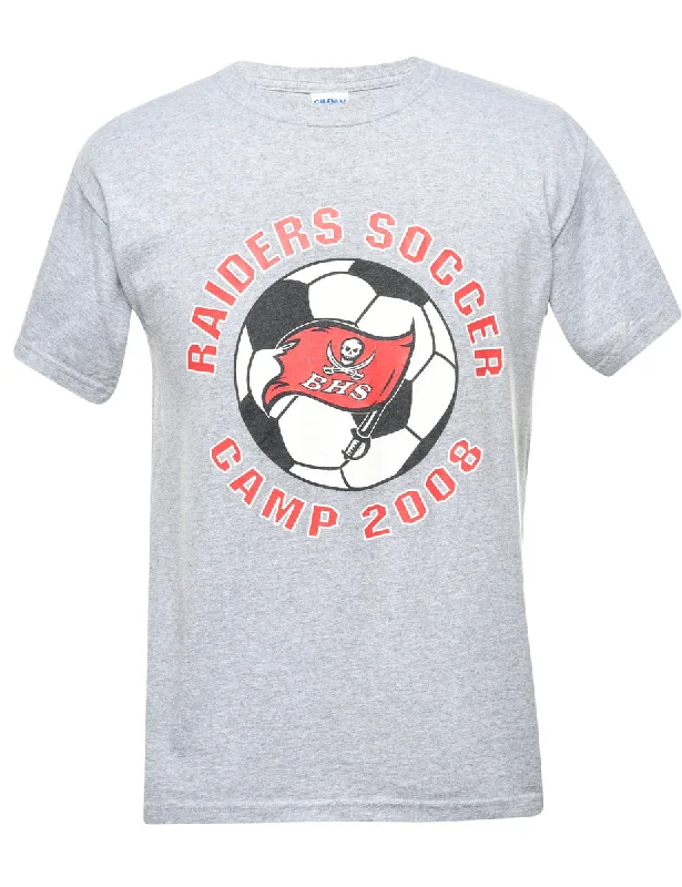 Simple Matching Raiders Soccer Printed T-shirt - M