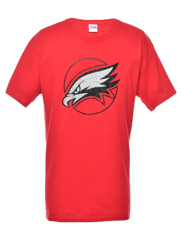 Simple Style Red Printed T-shirt - L