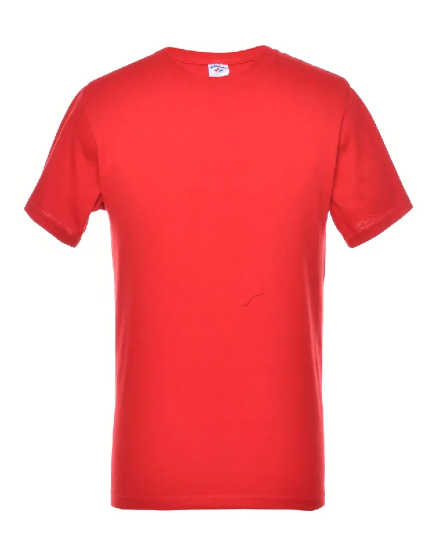 Lace Design Red Printed T-shirt - S