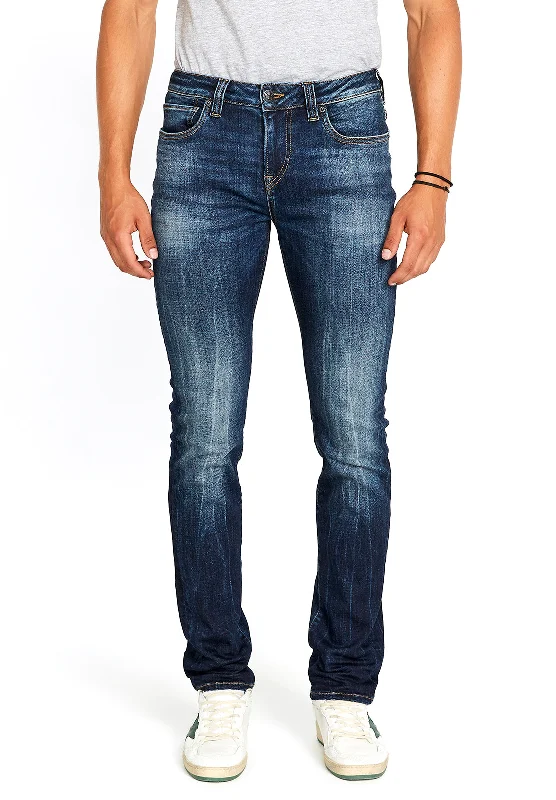 Comfortable Chic Slim Ash Men's Jeans in Sanded and Faded Blue - BM22591