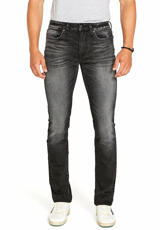 Cozy Fitting Slim Ash Men's Jeans in Dark and Sanded Black - BM22597