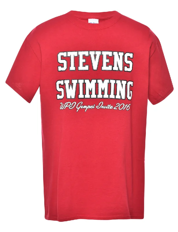 Classic Style Stevens Swimming Printed T-shirt - M