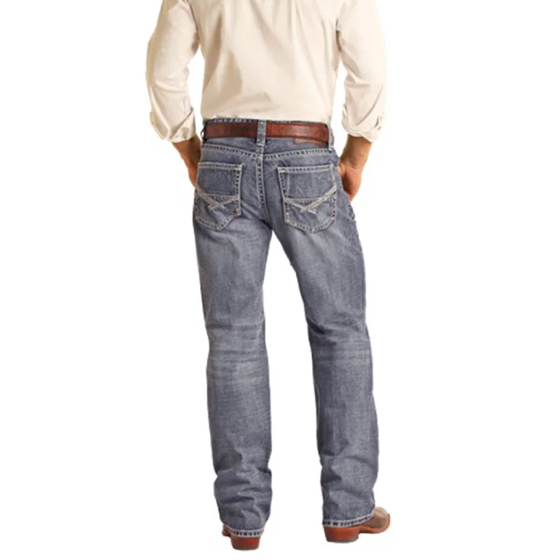 Luxury Classic Rock & Roll Cowboy Straight Leg Medium Wash Vintage Jeans