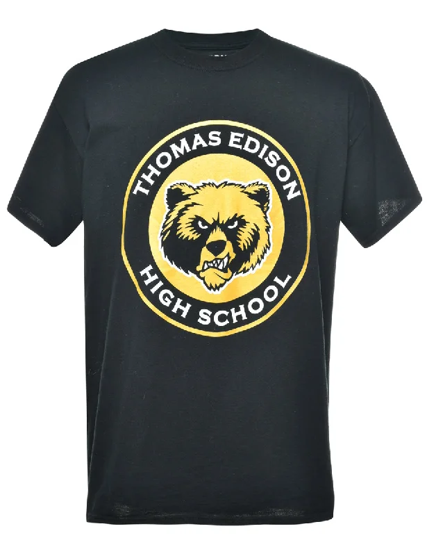 Unique Design Thomas Edison High School Black Printed T-shirt - L