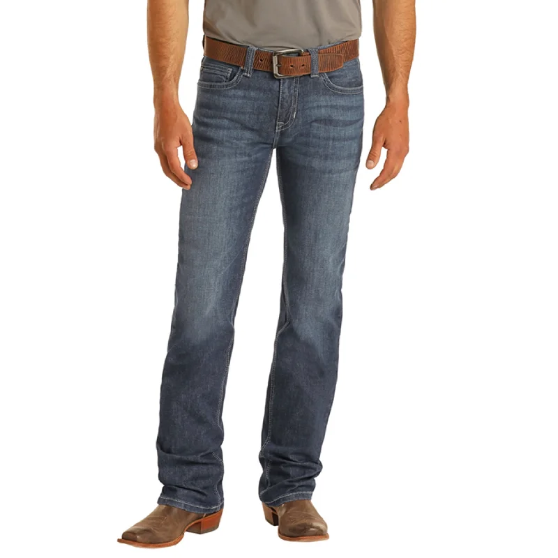 Versatile Comfort Rock & Roll Regular Fit Straight Leg Dark Wash Stretch Jeans