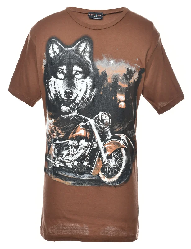 Luxury And Elegant Wolf Print Animal T-shirt - M