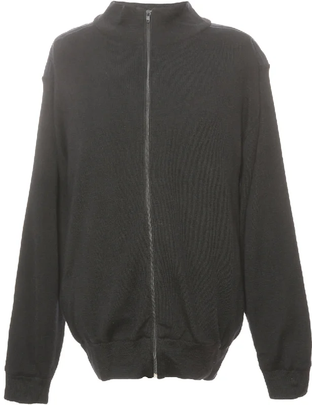 Breezy Outfits Zip Front Black Cardigan - XL