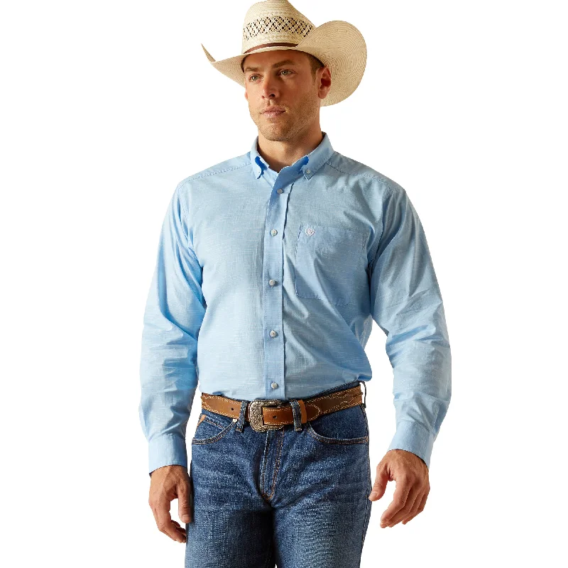 Modern Comfort ARIAT COAST AZURE BLUE SOLID SLUB CLASSIC FIT SHIRT